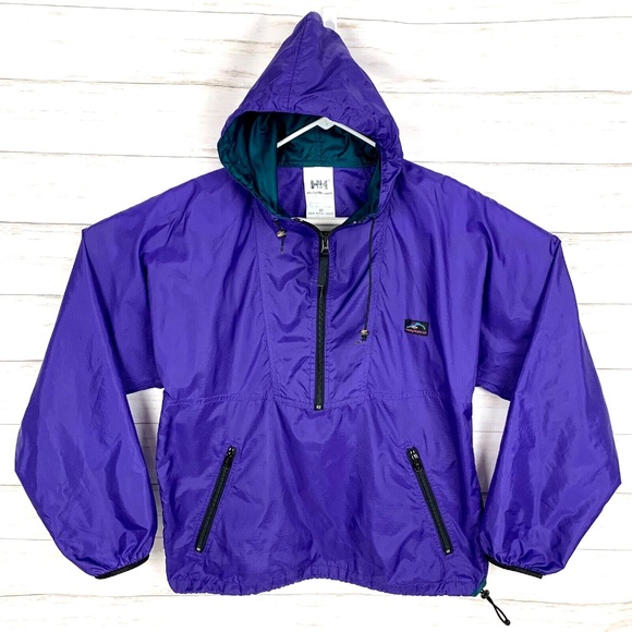 Helly Hansen Vintage Anorak Mens Packable Rain Jacket Windbreaker Purple XS - Picture 1 of 6